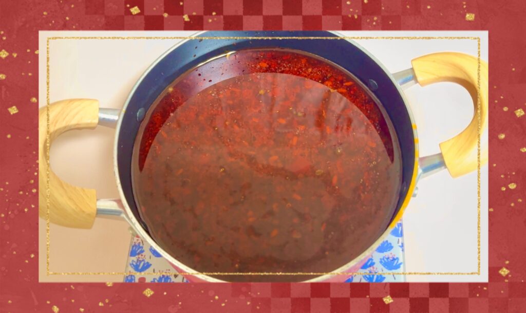 作った麻辣火鍋スープの写真