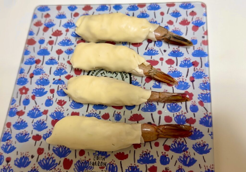 手抜き丸ごと海老揚げ餃子作り方4