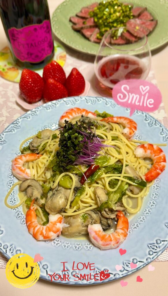 牡蠣のオイルパスタ完成写真1