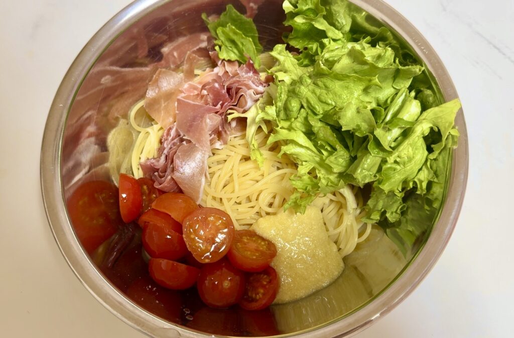 生ハムとトマトの上品な冷製パスタ 作り方6