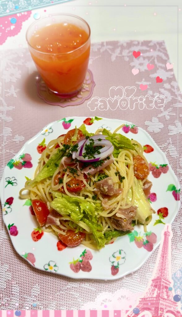 生ハムとトマトの上品な冷製パスタ 完成写真1