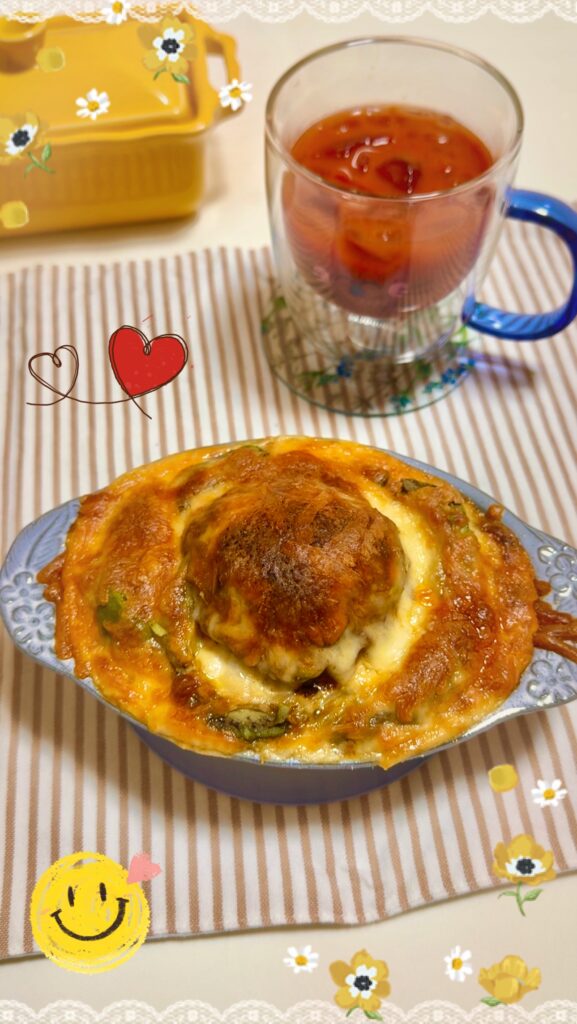 デミグラスハンバーグの贅沢リメイクドリア 完成写真1