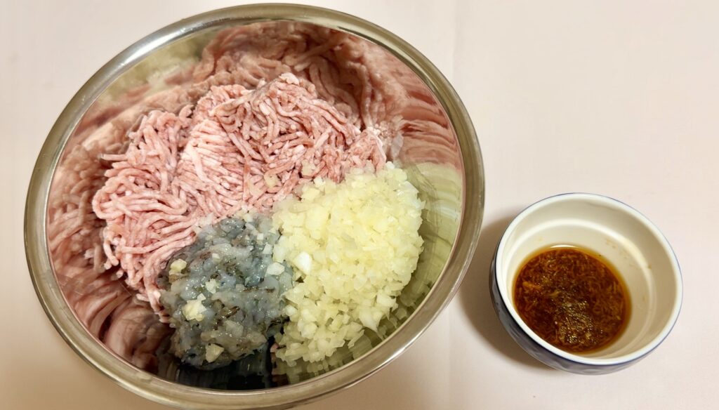せいろで作る豚肉と海老の手作りシュウマイ 作り方4