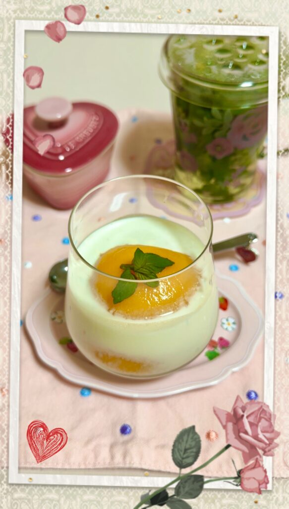 ココナッツミルクソースで楽しむ 黄桃の簡単デザート 完成写真1