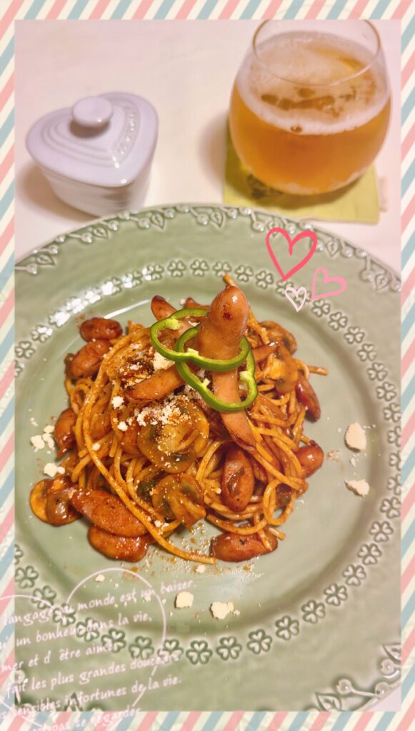 ソーセージたっぷり 大人のナポリタン　完成写真1