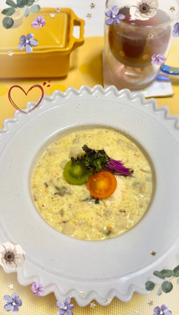 残りごはんで簡単 パエリア風リゾット朝食 完成写真1