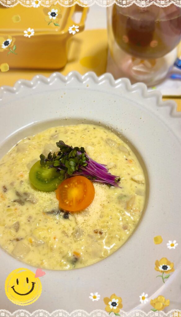 残りごはんで簡単 パエリア風リゾット朝食 完成写真2