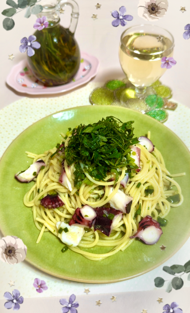 ローズマリーオイル香るタコの冷製パスタ|レモンとこんぶ茶で爽やかに 完成写真1