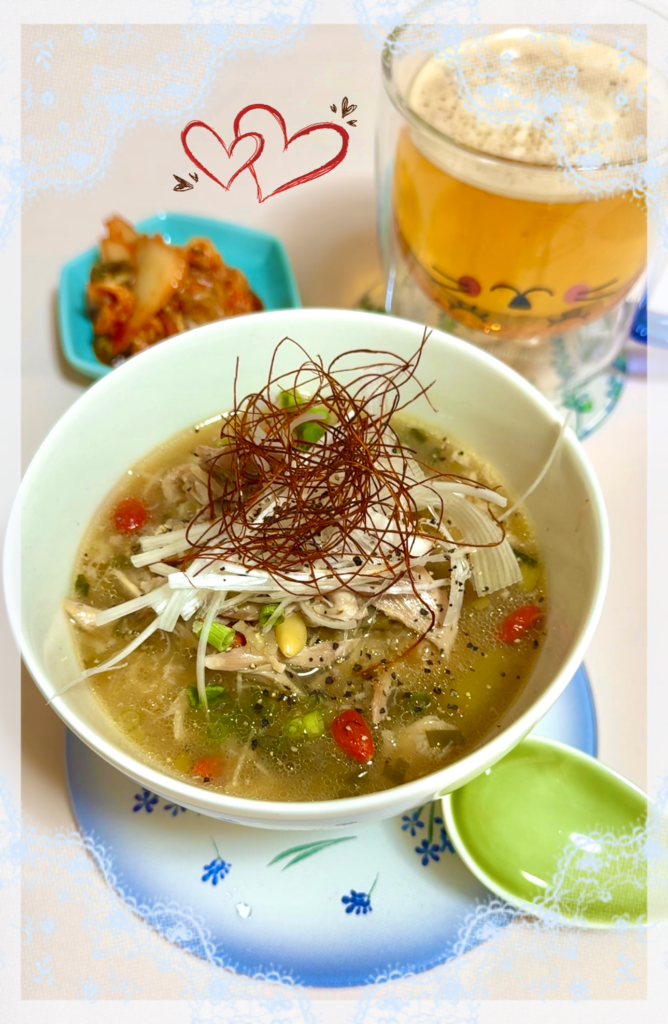 骨付き鶏もも肉で作る簡単参鶏湯風スープ